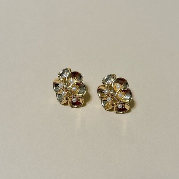Pearl flower earrings N820 - Picture 1 of 4